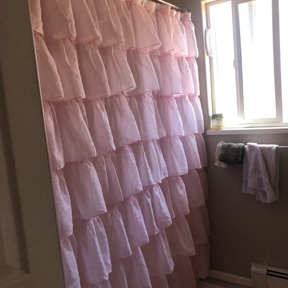 Pink Ruffle Shower Curtain